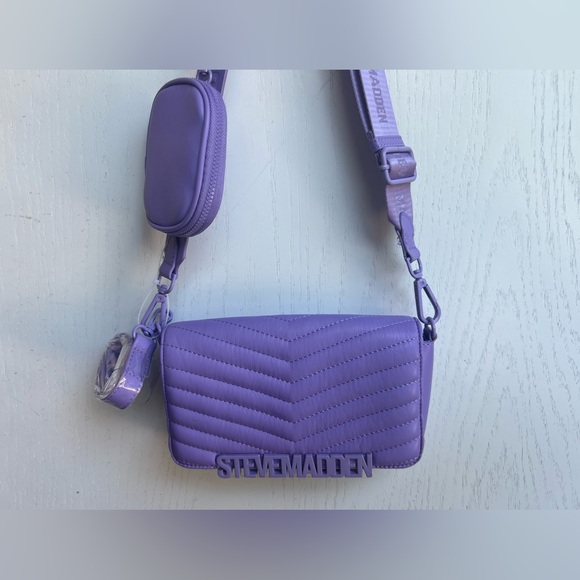 Steve Madden Purple Crossbody Purse Bag with Strap & Pouch NWOT - Picture 1 of 8